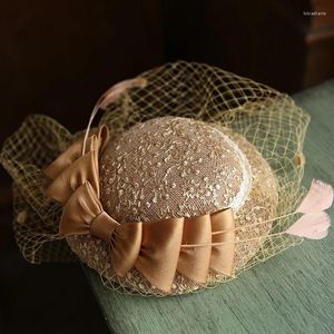 Headpieces Bridal Chic Headbonad Feather Fj￤dertillbeh￶r Veil Fascinator Hat Kentucky Headwear For Cocktail Wedding Party Church Headpiece