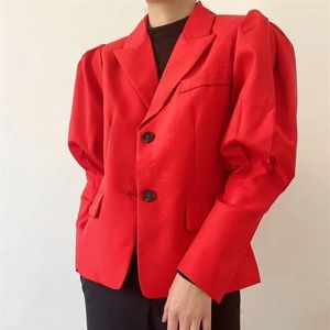Women's Suits Garment Horn Sleeve Blazer Suit Women Solid Colors Single Breasted Office Casual Commute 2022 Fashion Warm Coats
