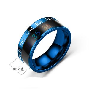 Stainless steel Temperature sensitive Measurement Ring digital temperatura display varies ECG Rings There is no God But Allah And Muhammad Is His Messenger