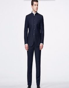 Сделанные на заказ мужчинам Classic Blazer Mandarin Coldare Fashion Elegance Suits Customed Dress Suits Куртка и брюки2149761