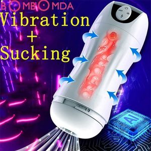 Sex Toys Massager kraftfull automatisk sugande manlig Masturbator Voice Cup Oral Suction Blowjob Vagina Toys For Men Adult Shop