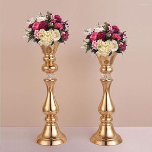 Party Decoration 10st Gold Vases Centerpeice Flower Rack Tall Wedding Table Centerpiece Decorative Stand Event Decor