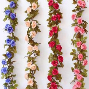 Dekorative Blumen der Marke Glyzinien, künstliche Blumen, Weinreben, Kranz, Hochzeitsbogen, Dekoration, gefälschte Pflanzenblätter, hängende Efeu-Wand