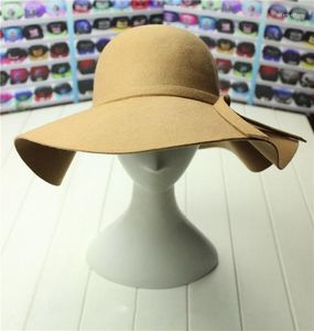 Breda brim hattar kvinna mode bredbrimmad fedora ull filt sol visir strand vintage retro barn barnflicka kvinnlig m￶ssa b22205