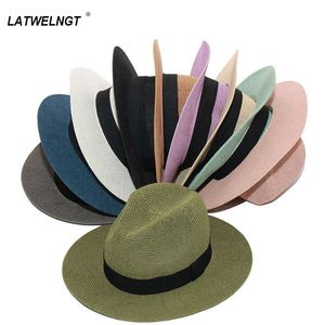 Beanie/Skull Caps Wholesale Summer Panama Hats For Women Fashion Colorful Jazz Beach Hat Cooling Ladies Summer Straw Hat S1068 T221201