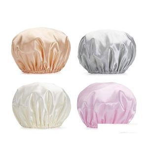 Beanie/Skull Caps Solid Color Elastic Double Layer Waterproof Bath Hair Care Work Hat Headwear For Women Girl Fashion Accessories Dr Dhynl