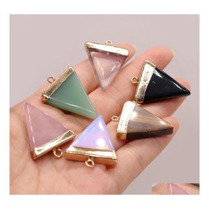 Sanat ve El Sanatları Doğal Taş Üçgen Takılar Gül Kuvars Şifa Reiki Kristal Kolye Diy Kolye Küpe Kadınlar 25x32mm Sports20 Dhbeb