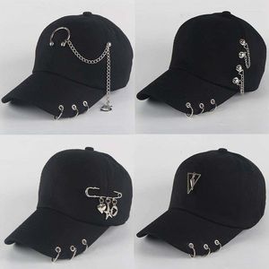 Bola bonés pai chapéu criativo piercing anel boné de beisebol punk hip hop algodão adulto casual sólido ajustável unisex snapback