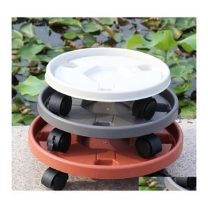 Planters Pots Flower Pot Tray Round Plastic Caster Wheels Pallet Vase With Rollers Plant Holder Drop Delivery Home Garden Patio La Otw7O