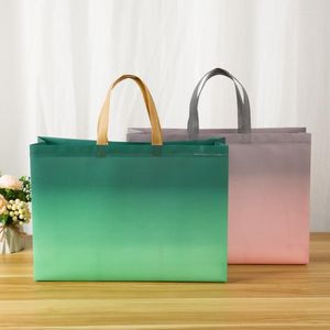 Shopping Bags Non-woven Fabric Bag Grocery Gradient Folding Pouch Eco Takeaway Waterproof Storage Reusable