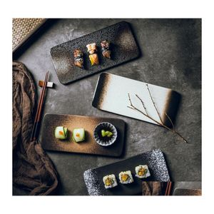Gerichte Teller 10 Zoll Japanische Sushi-Platte Flaches Restaurantgericht Kreative Keramik Hochwertiges Geschirr Drop Lieferung Home Garden Kitc Dhui3