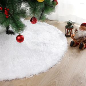 Christmas Decorations Tree Skirt White Faux Fur Base Covers For Merry Holiday Party Decor