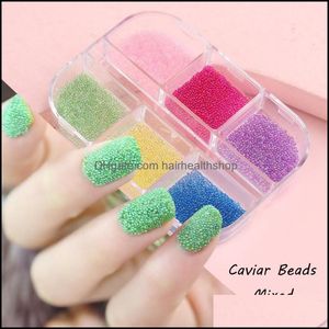 Nail Art Decorations Grids Mixed Color Caviar Beads 3D Crystal Micro Glass Balls Charms Diy Crafts Manicure Accessories Sa2027Nail D Dhtmx