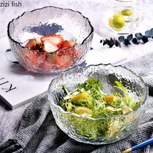 Bowls Transparent Gradient Glass Bowl Dessert Fruit Plate Salad Decorative Household Tableware Snack Tray Soup