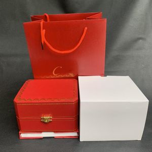 Red Watch Boxes New Square Original Watches Box Whit Book Card Taggar och papper på engelska Full Set221b