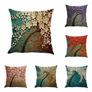 Pillow Painted Tree Covers Decorative 45x45 Cm Elegant 1 Piece Square Throw Cover For Bedroom Car Polyester Fabric