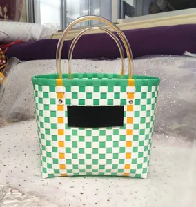 Borsa tessuta di qualità Cestino di verdure Borse per cani Tessuto a contrasto Borsa da donna portatile Borsa da spiaggia Borse regalo a mano