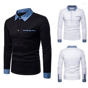 Polo da uomo Abbigliamento di marca da uomo Camicia POLO a maniche lunghe con risvolto in denim Sport casual slim di grandi dimensioni