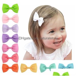 Hair Clips Barrettes 40Pcs/Lot 2.75 Plain Ribbon Bows With For Kids Girls Mini Hairpins Hairgrips Accessory Drop Delivery Jewelry Dhj6W