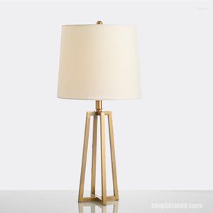 Table Lamps European-style Cloth Golden Lamp American Living Room Decoration Art Deco Bedroom Bedside Desk Reading Lighting