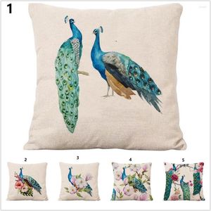 Pillow Colored Peacock Covers 45x45 Cm Square Polyester Fabric 1 Piece Beauty Throw Case For Chair Car Farmhouse Decor