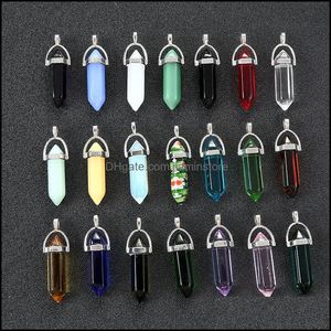 Charms Colorf Glass Crystal Piller Hexagon Prism Formhängen för smycken tillverkar örhängen halsband jiaminstore drop leverans findi dhgpk