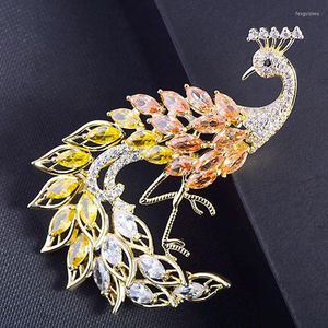 Brosches European och American Atmosphere Bird Pin Women's Animal Brosch Color Crystal Phoenix Wedding Dinner Clothing Corsage