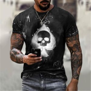 Men's T Shirts Fashionable Summer 3D Printing Ace Of Spades Skull T-shirt Street Trend Personality All-match