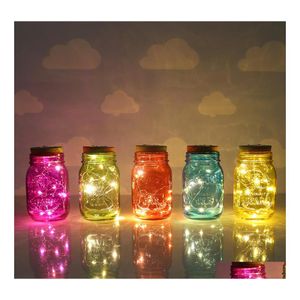 Andra festliga festf￶rs￶rjningar Mason Jar Lid LED Solar Fairy Light 10 BB Firefly burkar LIDS JULVￄRGDECORION DROP LEVER DHBSI