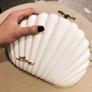 Elegant Ivory Pearl Shell wristband bag Brand Clutch Wallet Designer chain Shoulder Bag Luxury VIP gift Purse Black pearl she270M