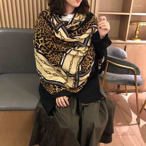 Lenços femininos estampas de estampas de leopardo estampas de lenço meninas capa marrom pashmina shaps retângulo de longa duração