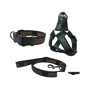 Dog Collars Leashes CollarセットデザイナーハーネスリーシュペットカーシートベルトクラシックブロンズフォントパターンペットスモールミディアムミディアムファーバーDhseu