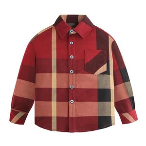 Kids Shirts Cute Baby Boys Plaid Long Sleeve Shirt With Pocket Turn-Down Collar Boy Spring Autumn Children Tops Child clothes 2-8 Years