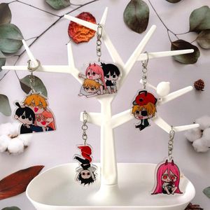 Schlüsselanhänger Manga Chainsaw Man Anime Schlüsselanhänger Pochita Power Angel Schlüsselanhänger Taschenanhänger Doppelseitiger Acrylring Fans Geschenke