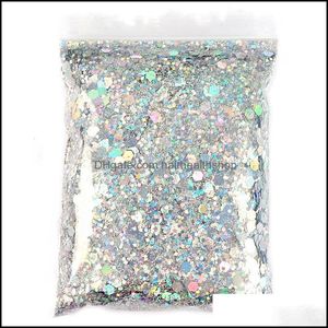 Nail Glitter Holographic Mixed Hexagon Shape Chunky Sier Sequins Laser Sparkly Flakes Slices Manicure Nails Art Decorationnail Drop Dhjbc