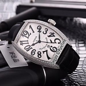 Nowy Casablanca 8880 C DT STAL Srebrna Diamentowa ramka Silver Dial Japan Miyota 8215 Automatyczna męska zegarek czarny skórzany pasek 283R