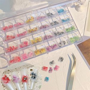 Nail Art Decorations 120pcs Acrylic Flower 3D Charm Hand-made 24 Colors Rhinestone Daisy Rose Petals Set 120223i