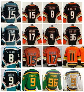 Męskie 11 Trevor Zegras Hockey''nhl Jerseys Orange 15 Ryan Getzlaf 4 Cam Fowler 36 John Gibson Black Shirts 9 Paul Kariya 8 Teemu Selanne 17 Ryan