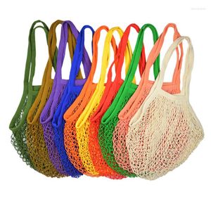 Storage Bags Portable Net Bag Reusable Shopping Food Fruits Vegetable Eco-friendly Cotton Foldable Mesh Tote Side Organizer