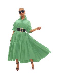 Women Casual Dresses Loose Pleated Long Sleeve Party Cocktail Dress Button Down Shirt A-line Dress Plus Size