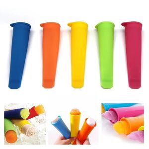 6 PCS/set Icecream Tools Silicone Popsicle Molds Ice Pop Maker Homemade Lolly Mould with Removable Lids Reusable Random Color for Kids P1216