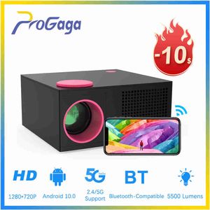 Проекторы PROGAGA ​​PG420 MINI PROCECTOR ANDROID 10 WIFI Проекторы 2K 4K Поддерживаемые Native 720P Home Theatre LCD видео Beamer Full HD Beamer T221216