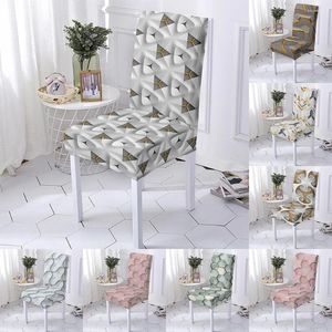 Chair Covers 3D Elastic Living Room Geometry Printed Stretch Anti-dirty Washable Slipcovers For Kitchen Dining 1/2/4/6 PCS