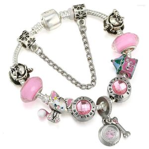 Bracelets de charme Seialoy Pink Crystal Animal Beads Trojan for Women Diy Silver Color Bottle Bangle Jeia