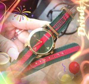 Nice Bee Skeleton Dial quartz watch women fashion trend student femal Iced Out Classic Generous Red Green Nylon Belt Wristwatch Montre De Luxe