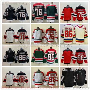 Movie College Ice Hockey Veste Camisolas Costuradas 76PKSubban 86JackHughes Branco Verde Branco Vermelho Preto homens Jovens mulheres