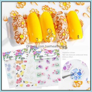 Nail Art Decorations Salon Shop Home Diy Variety Flowers Environmental Protection 5D Stickers Flower Series Embossed Decals Drop Del Dhulp