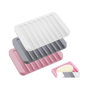 Soap Dishes Nonslip Sile Holder Flexible Soaps Dish Plate Holders Tray Soapbox Container Storage Bathroom Kitchen Accessories Wh0030 Dh8Xb