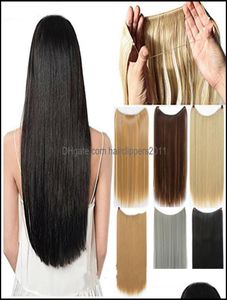Loop Micro Ring Hair Extensions Products 22 26 tum rak syntetisk hög temperatur Silk Weft 17 Colors FL015 Drop Delivery 1246563