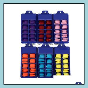 False Nails Salon Manicurist Candy Solid Color Ballet 100 Pieces Of Plastic Small Blue Box With T Trapezoidal Drop Delivery Health B Dhwed